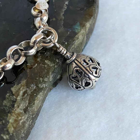 Sterling Silver 925 AGI Italy 6MM Rolo Link Bell Charm Bracelet Size 8" 13.5g - Picture 7 of 17